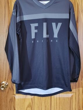 FLY Racing Men's Long Sleeve V-Neck Jersey in Black and Gray